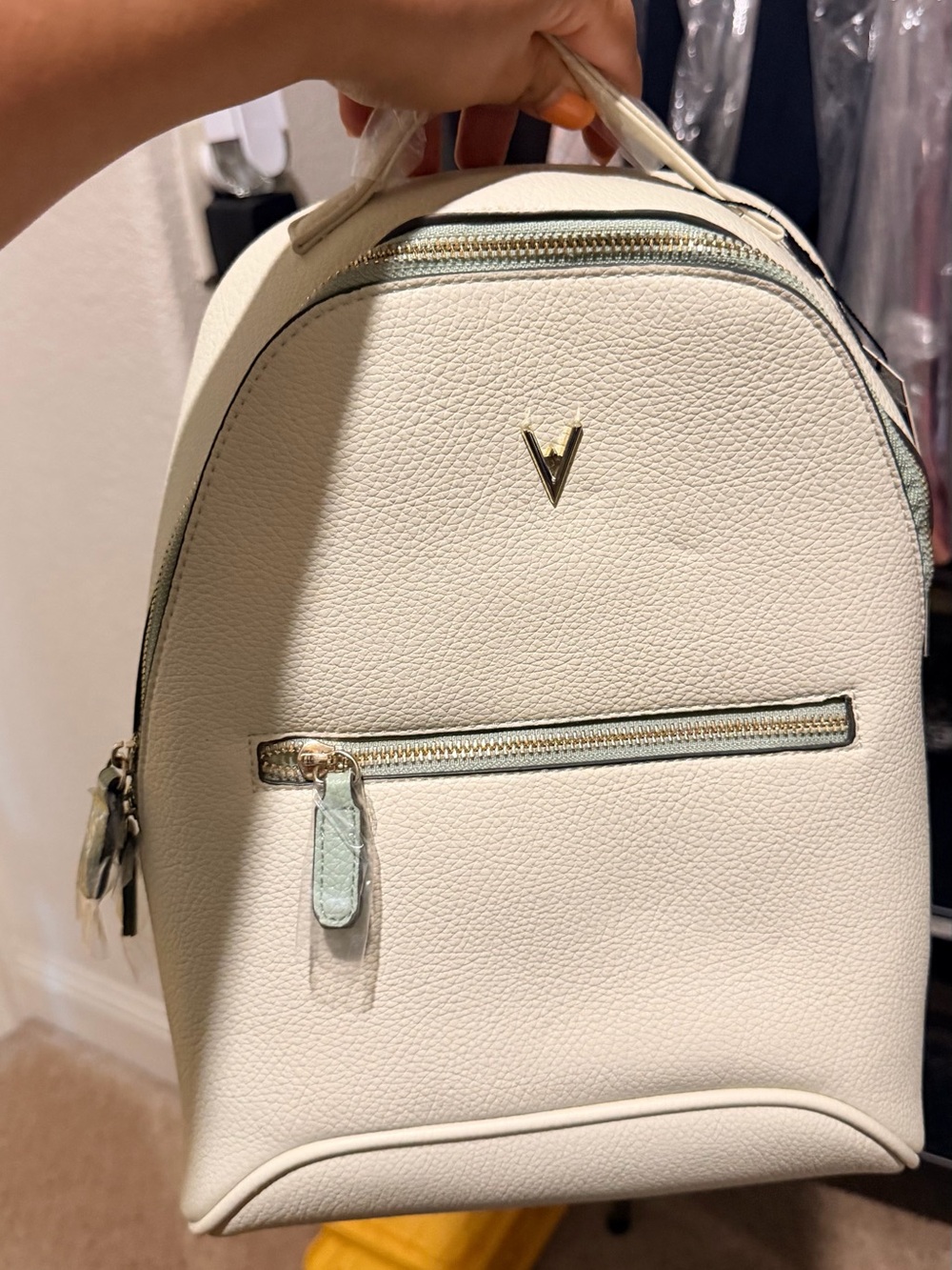 V-Logo Cream Mini Backpack - Women's Bag